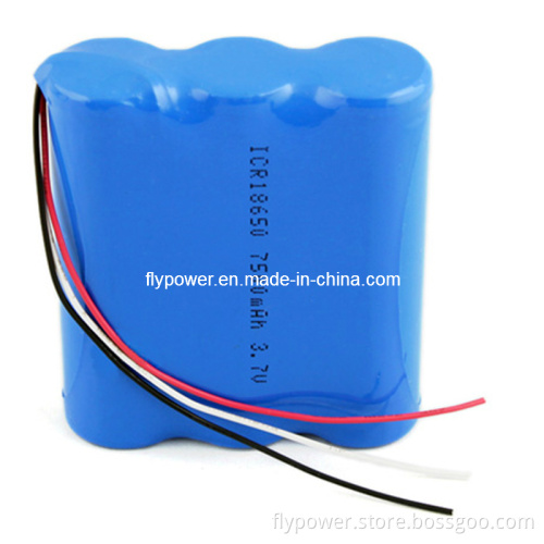 3.7V 7500mAh 18650 Lithium Ion Battery Pack (1S3P of FLC-18650-2500) .